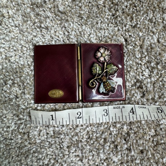 Decorative Jay Strongwater Red Enamel Rhinestone Flower Picture Photo Frame - Picture 4 of 5